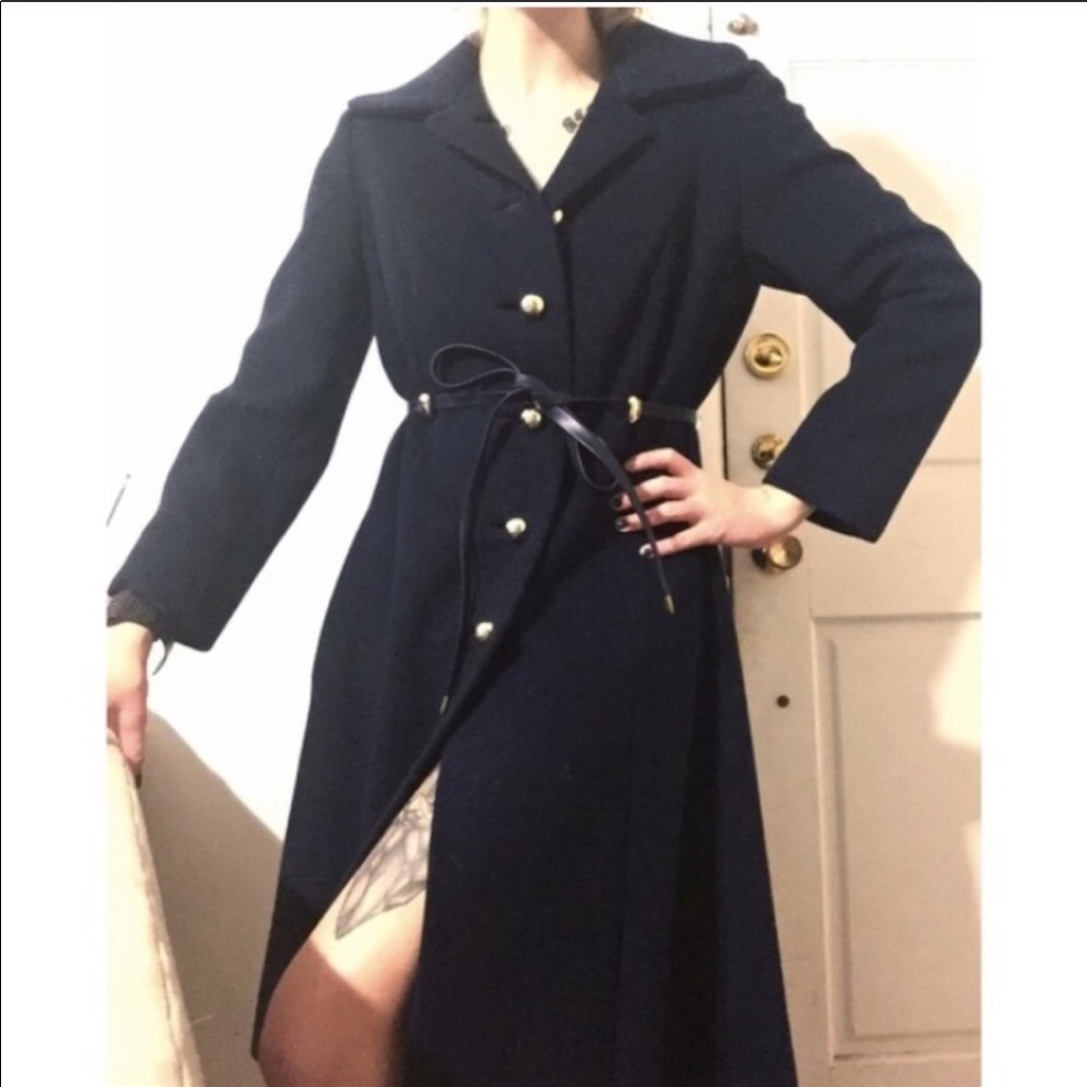 100% cashmere coat navy